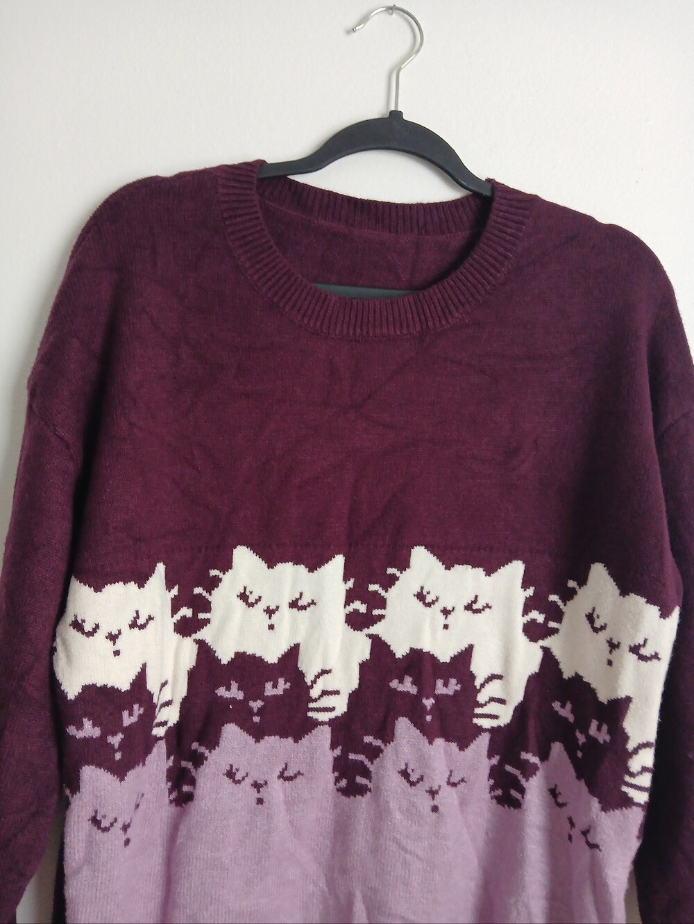 Bloom Chic Sweater Cats Purple Plum Size 12 - Picture 6 of 9